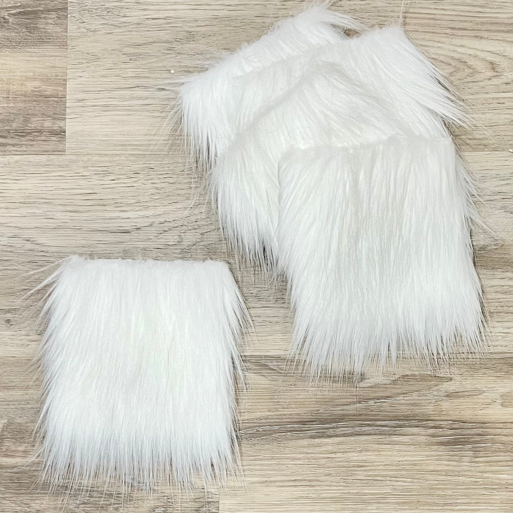 Faux Fur Squares/ Pom Pom Kit | Arctic Fox Fur White