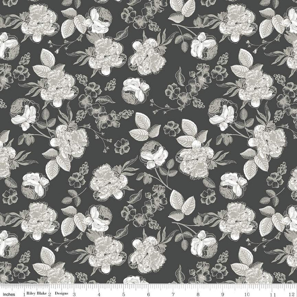 Lined Floral Charcoal | FQ