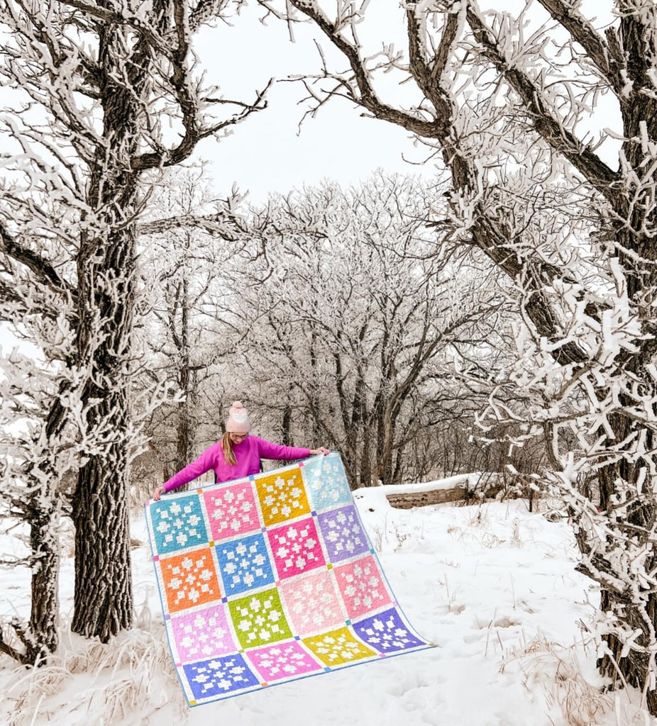 Wintry Quilt Kit * TOP * Large Throw | Pure Solids Version 2