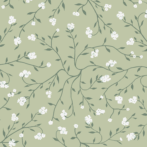 Dancing Florets Sage | 108" Wide Back