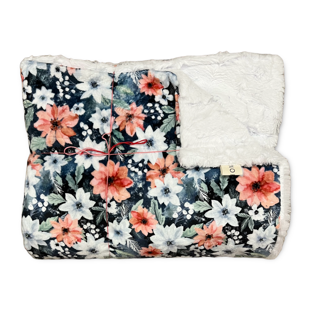 Poinsettia Throw Size Luxe Minky Blanket